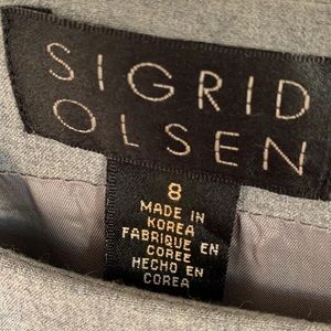 Sigrid Olsen fitted sleeveless grey dress with side slit & back zipper